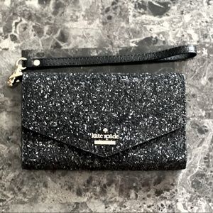 Kate Spade ♠️ Black Glitter iPhone wristlet
